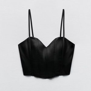 Zara black leather tank top NWT